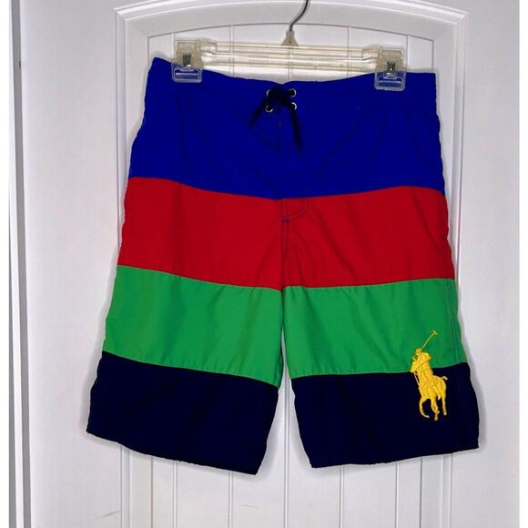 Ralph Lauren Polo Board Swim Trunk Shorts Teen Boys 14-16 L Color Stripes
